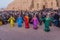 ABU SIMBEL, EGYPT - FEB 22, 2019: Dance performance in front of the Great Temple of Ramesses II in Abu Simbel, Egypt
