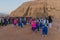 ABU SIMBEL, EGYPT - FEB 22, 2019: Dance performance in front of the Great Temple of Ramesses II in Abu Simbel, Egypt