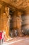 ABU SIMBEL, EGYPT - FEB 22, 2019: Osiride statues of Ramesses II in the Great Hypostyle Hall in the Great Temple of
