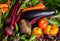 Abundance fresh multicolored vegetables on table indoors