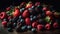 Abundant berry bowl fresh, ripe, juicy, and antioxidant rich snack generated by AI