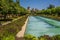 Abundant flowers and water features in Cordoba, Spain