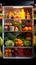 Abundant freshness Open fridge filled with healthy fruits and vegetables