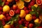 Abundant Fruit background topview. Generate Ai