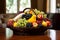 Abundant Fruit basket dining room. Generate Ai