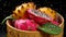 Abundant Symbolism: Dragon Fruit In Apricot Basket