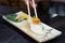 Aburi engawa sushi - Grilled flatfish Fluke fin on rice toppin
