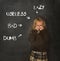 abused disciplined schoolgirl pointed as lazy dumb bad and useless on class blackboard