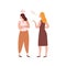 Abuser young woman talking with offended girl during conflict vector flat illustration. Quarrel of two female friends