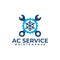 AC air conditioning repairman service logo design