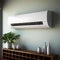 AC elegance Split unit on white wall, background subtly softened into blur