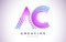 AC Lines Warp Logo Design. Letter Icon Made with Purple Circular