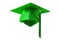 Academic achievement and celebrating higher education success conceptual idea with green mortarboard graduation cap with clipping