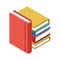 Academic books stack icon, colorful design