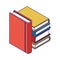 Academic books stack icon, colorful design