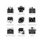 Academic education black glyph icons set on white space