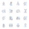 Academic tradition line icons collection. Legacy, Scholarship, Pedagogy, Rigor, Discourse, Research, Tenure vector and