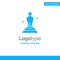 Academy, Award, Oscar, Statue, Trophy Blue Solid Logo Template. Place for Tagline