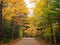 Acadia Carriage Roads mountain bike trail in fall colors