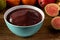 Acai (AÃ§ai), Brazilian Tradicional Fruit with Tropical Fruits on a Bowl on Wooden Table