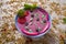 Acai bowl smoothie with chia strawberry blueberry