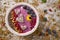 Acai bowl smoothie pitaya hearts blueberry goji