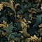 Acanthus leaves seamless foliage pattern, medieval vintage style, painted baroque botanical leaves