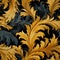 Acanthus leaves seamless foliage pattern, medieval vintage style, painted baroque botanical leaves