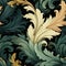 Acanthus leaves seamless foliage pattern, medieval vintage style, painted baroque botanical leaves