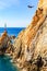 ACAPULCO, MEXICO - NOVEMBER 23, 2016: Cliff diver in the free fly