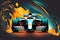 acceleration racing car with driver during formula one racing, generative ai