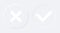 Accept aprove and reject icons. Neumorphic 3d soft effect white circle button. Check tick cross mark symbol. Checkmark yes ok