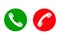 Accept & Decline call phone icon. Answer and decline phone call buttons, green and red - vector