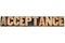 Acceptance word in wood type