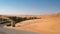 Access through dunes to Desert Hotel, Abu Dhabi. Qasr Al Sarab Resort and Hotel, Abu Dhabi, United Arab Emirates