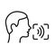 Access Identification by Voice Line Icon. Command Voice ID Recognition Technology Outline Pictogram. Speak for Access