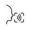 Access Identification by Voice to Smartphone Line Icon. Command Voice ID Recognition Technology Outline Pictogram. Speak