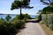 Access pathway fence beach entrance Arzon west coast ocean atlantic vannes french brittany in France