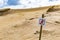 Access prohibited sign or symbol on sand hills dunes, stop, no entry, no walk