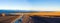 Access road and panoramic view of Atacama Salt Lake Salar de Atacama and San Pedro de Atacama