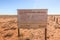 Access sign with information on the dirt road through the Outback to Halligan Point, Lake Eyre, South Australia