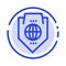 Access, World, Protection, Globe, Shield Blue Dotted Line Line Icon