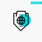 Access, World, Protection, Globe, Shield turquoise highlight circle point Vector icon