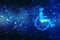 Accessibility icon with wheelchair and technology abstract background