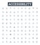 Accessibility vector line icons set. Accessible, Ease, Mobility, Aids, Adaptability, Permeability, Usability