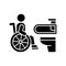 Accessible toilet black glyph icon