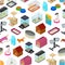 Accessories for Domestic Pets Seamless Pattern Background Care Animal Isometric View. Vector