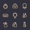 Accessories, jewelry, perfume vector icons set