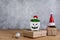 Accessories of Merry Christmas decorations & Happy new year ornaments concept.Cactus pot with santa claus object to party season