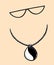 Accessory for the face. Fashionable black glasses and a chain necklace. Portrait mask.